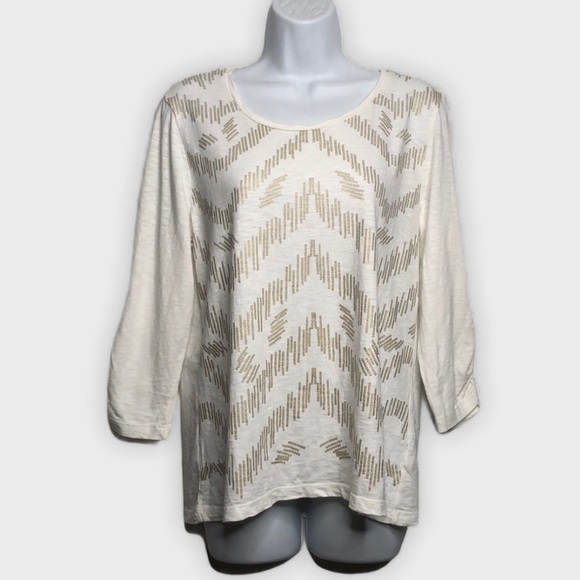 Zenergy Gold Chain Printed White Tee Plus Size 1X - Picture 11 of 11